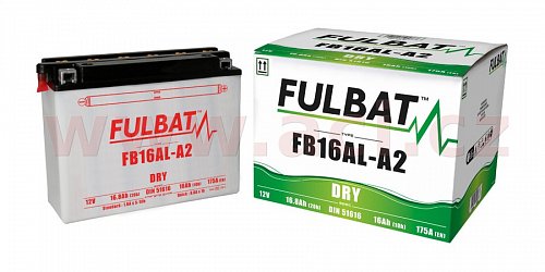 baterie 12V, FB16AL-A2, 16,8Ah, 175A, konvenční 207x71,5x164 FULBAT (vč. balení elektrolytu)